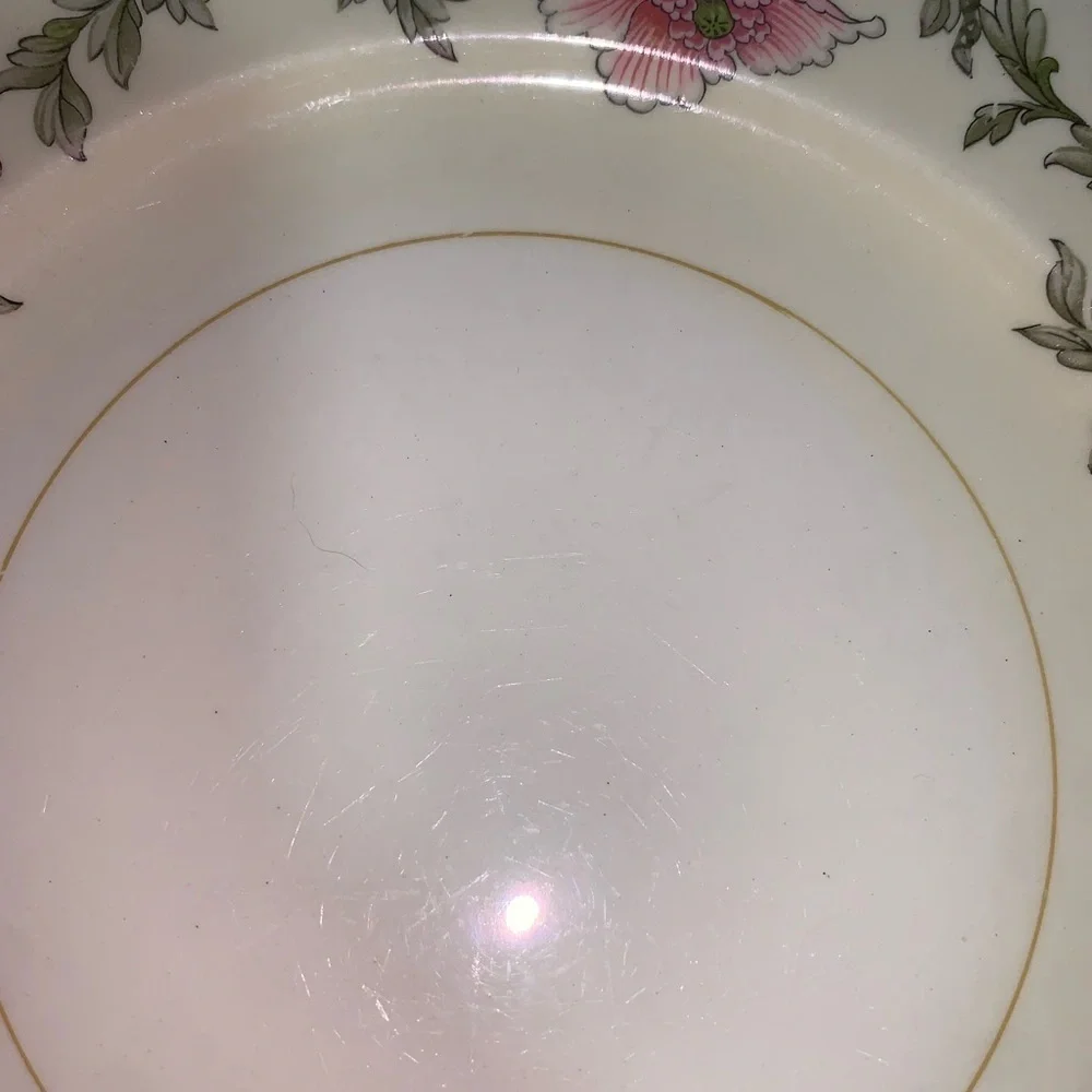 Set of 6 Vintage Plates Floral w/Gold Rim Cottage Shabby Chic Farmhouse Grandma